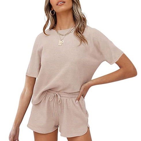 Women's Shorts Pure Color Loungewear Two Piece Outfits