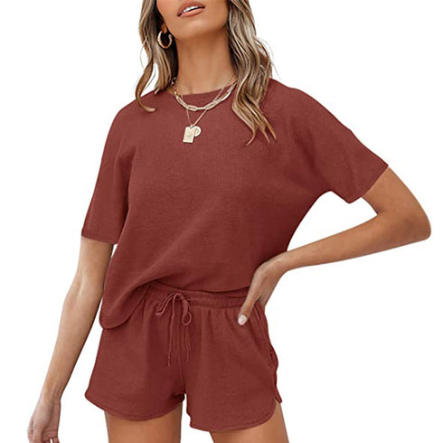 Women's Shorts Pure Color Loungewear Two Piece Outfits