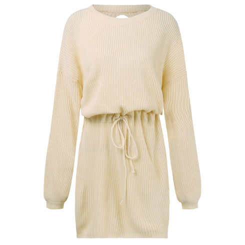 Women's Simple Breathable Long Sleeves Knitted Dress