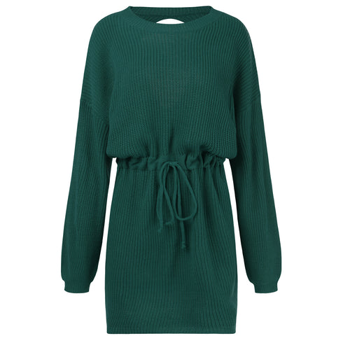 Women's Simple Breathable Long Sleeves Knitted Dress