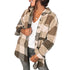 Women's Single Breasted Shirt Flannel Plaid Coat