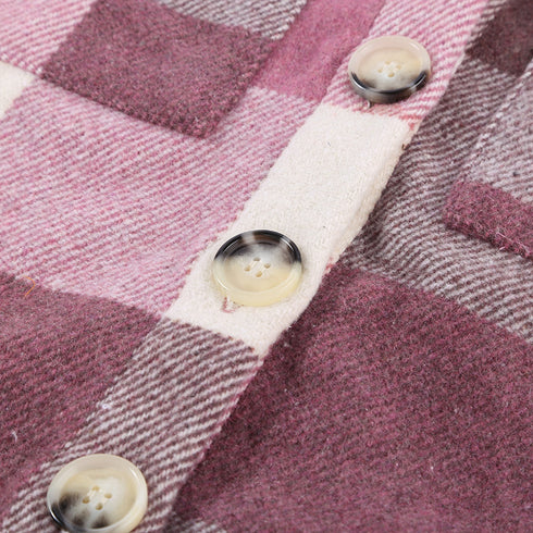 Women's Single Breasted Shirt Flannel Plaid Coat