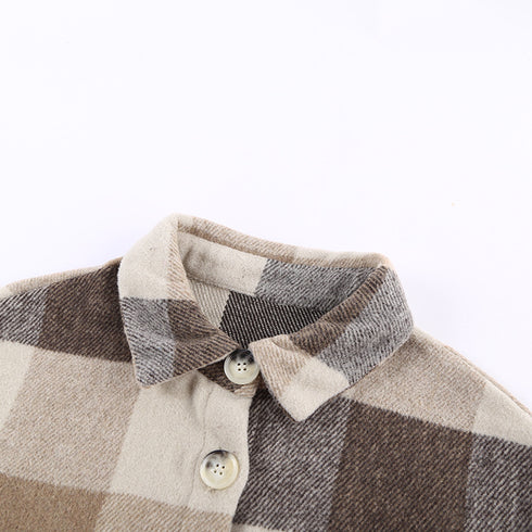 Women's Single Breasted Shirt Flannel Plaid Coat