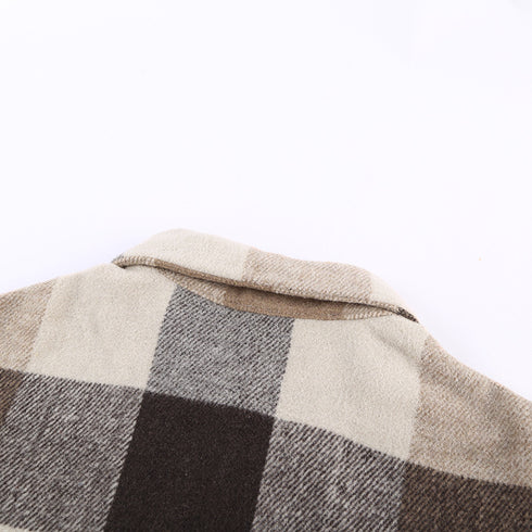 Women's Single Breasted Shirt Flannel Plaid Coat