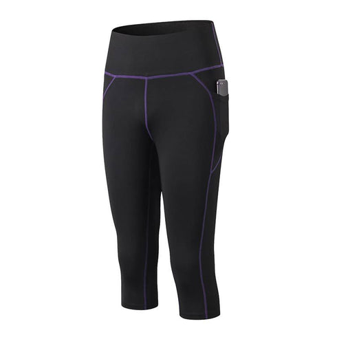 Women's Skinny Hi-Waist Workout Pants Fitness Capri with Pocket