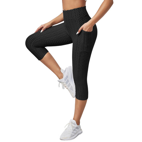 Women's Skinny Pants Capri Fitness Leggings with Pocket