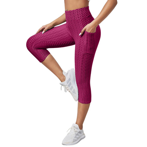 Women's Skinny Pants Capri Fitness Leggings with Pocket