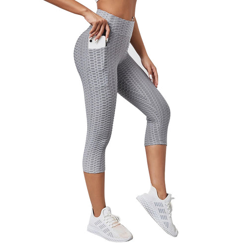 Women's Skinny Pants Capri Fitness Leggings with Pocket
