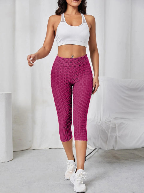 Women's Skinny Pants Capri Fitness Leggings with Pocket