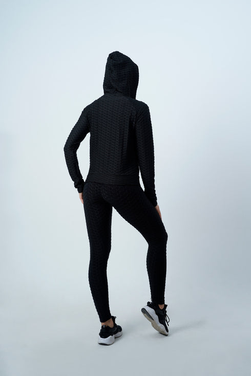 Women's Skinny Running Yoga Hooded Zipper Activewear Sets