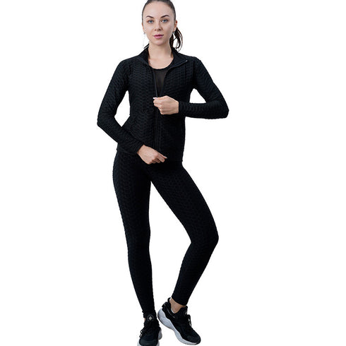 Women's Skinny Running Yoga Hooded Zipper Activewear Sets