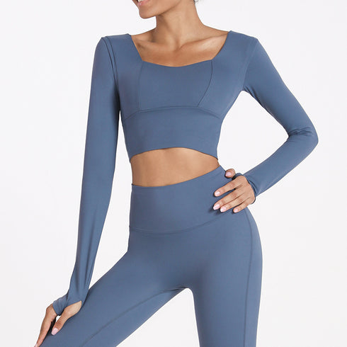 Women's Skinny Slim Long Sleeve Fitness Crop Sweatshirts