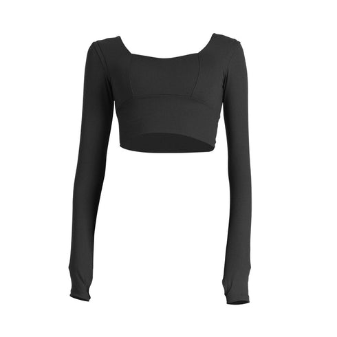 Women's Skinny Slim Long Sleeve Fitness Crop Sweatshirts