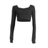 Women's Skinny Slim Long Sleeve Fitness Crop Sweatshirts