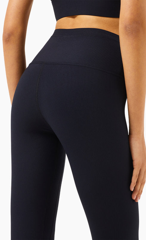 Women's Skinny Stretch Ribbed Fabric Capri Fitness Pants