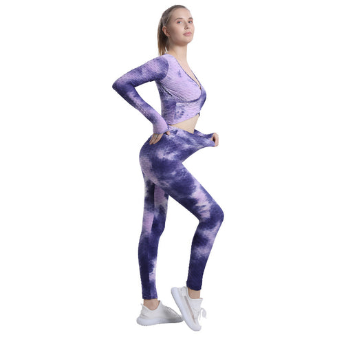 Women's Skinny Tie-dye Running Yoga Activewear Sets