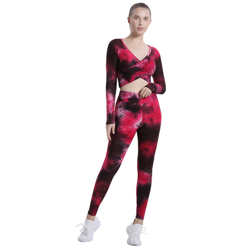Women's Skinny Tie-dye Running Yoga Activewear Sets