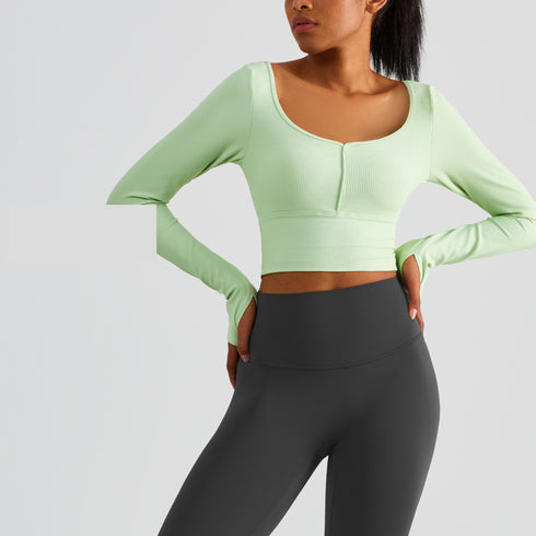 Women's Skinny Workout Long Sleeve Running Yoga Sweatshirts