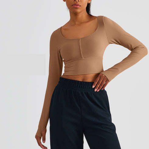 Women's Skinny Workout Long Sleeve Running Yoga Sweatshirts