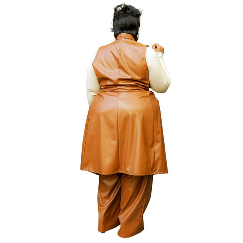 Women's Sleeveless Long Vest Pant Two Piece Outfits