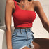 Women's Sleeveless One Shoulder Short Vests