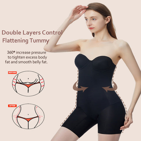 Women's Sleeveless Thigh Slimming Built-in Bra Body Shaper