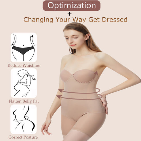 Women's Sleeveless Thigh Slimming Built-in Bra Body Shaper
