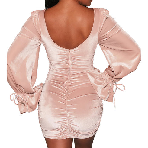 Women's Slim Sexy Dress with Square Collar