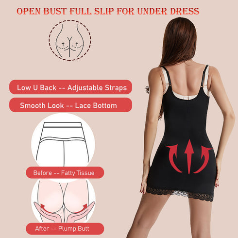 Women's Slimming Under Dress Open Bust Full Slip Shapewear