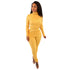 Women's Solid Color Two Piece Outfits Top Pant Workout