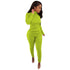 Women's Solid Color Two Piece Outfits Top Pant Workout