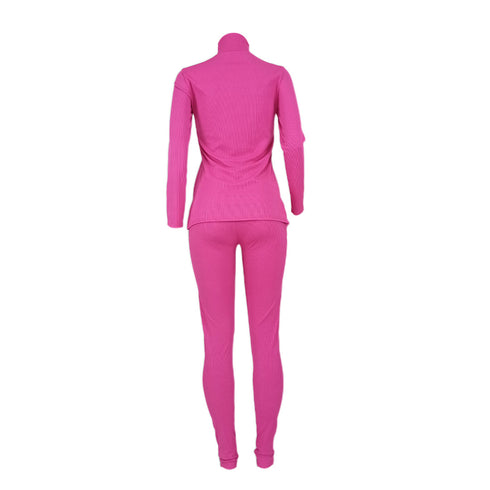 Women's Solid Color Two Piece Outfits Top Pant Workout