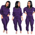 Women's Spliced Agaric Side Long Sleeve Two Piece Outfits