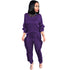 Women's Spliced Agaric Side Long Sleeve Two Piece Outfits