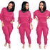 Women's Spliced Agaric Side Long Sleeve Two Piece Outfits