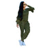 Women's Spliced Agaric Side Long Sleeve Two Piece Outfits