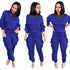 Women's Spliced Agaric Side Long Sleeve Two Piece Outfits