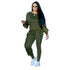 Women's Spliced Agaric Side Long Sleeve Two Piece Outfits