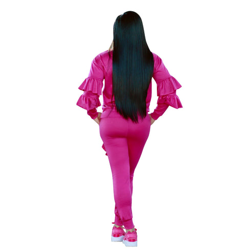 Women's Spliced Agaric Side Long Sleeve Two Piece Outfits