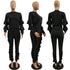 Women's Spliced Agaric Side Long Sleeve Two Piece Outfits