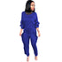 Women's Spliced Agaric Side Long Sleeve Two Piece Outfits