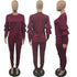 Women's Spliced Agaric Side Long Sleeve Two Piece Outfits
