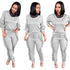 Women's Spliced Agaric Side Long Sleeve Two Piece Outfits