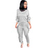 Women's Spliced Agaric Side Long Sleeve Two Piece Outfits