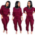 Women's Spliced Agaric Side Long Sleeve Two Piece Outfits