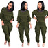 Women's Spliced Agaric Side Long Sleeve Two Piece Outfits