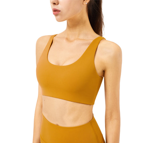 Women's Sport Deep U Wide Straps Bra Detachable Bra Pads