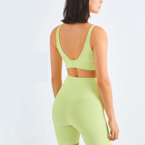 Women's Sport Fitness Deep V Back Adjustable Bralette Bra