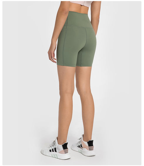 Women's Sport High Waist Side Pocket Skinny Yoga Shorts