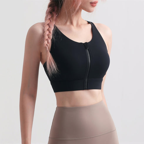 Women's Sport Quick Dry Zipper Bra Detachable Bra Pads
